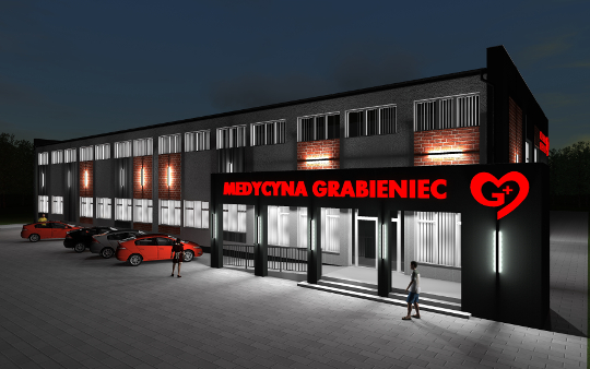 Projekt elewacji Centrum Medycznego Grabieniec - Łódź