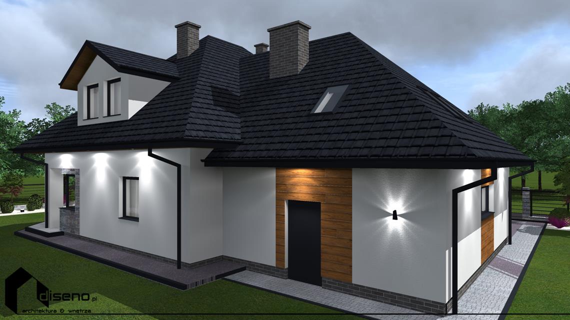 Kolorystyka elewacji - dom w Rzeszowie - projekt diseno