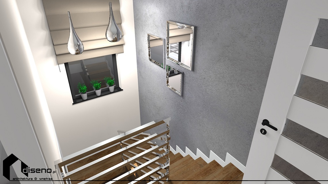 Projekt klatki schodowej i pokoju dla gości - Żurawica