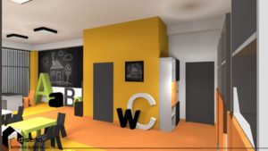 Projekt przedszkola w Kielcach - aranżacja wnętrz firmowych - diseno