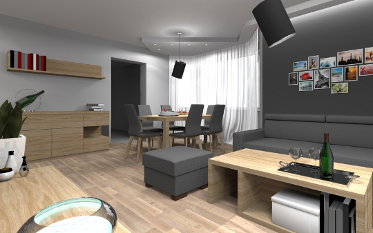 Aranżacja salonu - Trzciana - projektowanie wnętrz diseno