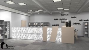Projekt wnętrz sklepu elektrycznego w Lubaczowie - diseno